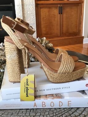 🆕 70’S INSPIRED CHUNKY PLATFORM BLOCK HEEL BOHO-CHIC JUTE SANDALS
